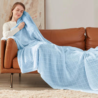 Cable Knit Throw Blanket with Tassel