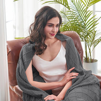 Cable Knit Throw Blanket with Tassel