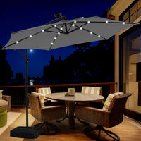  Cantilever Umbrellas-Solar-LED-Lights Gray