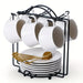 Ceramic Espresso Cup Set with Saucers, Spoons and Stand