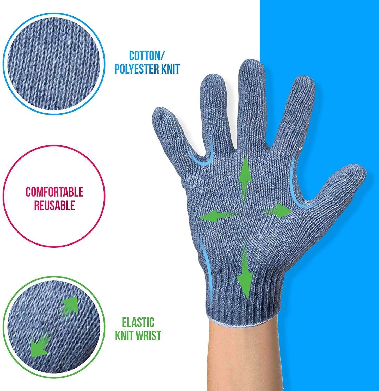 Cotton Garden Gloves, Washable Garden Gloves  24 Pcs