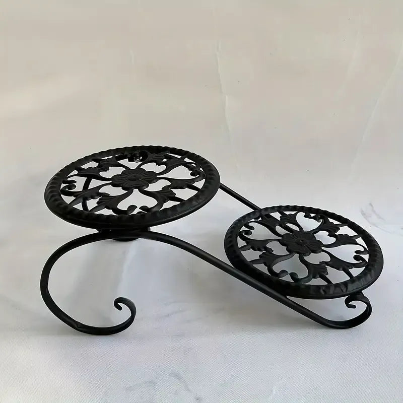 Decorative Metal Plant Stand White and Black