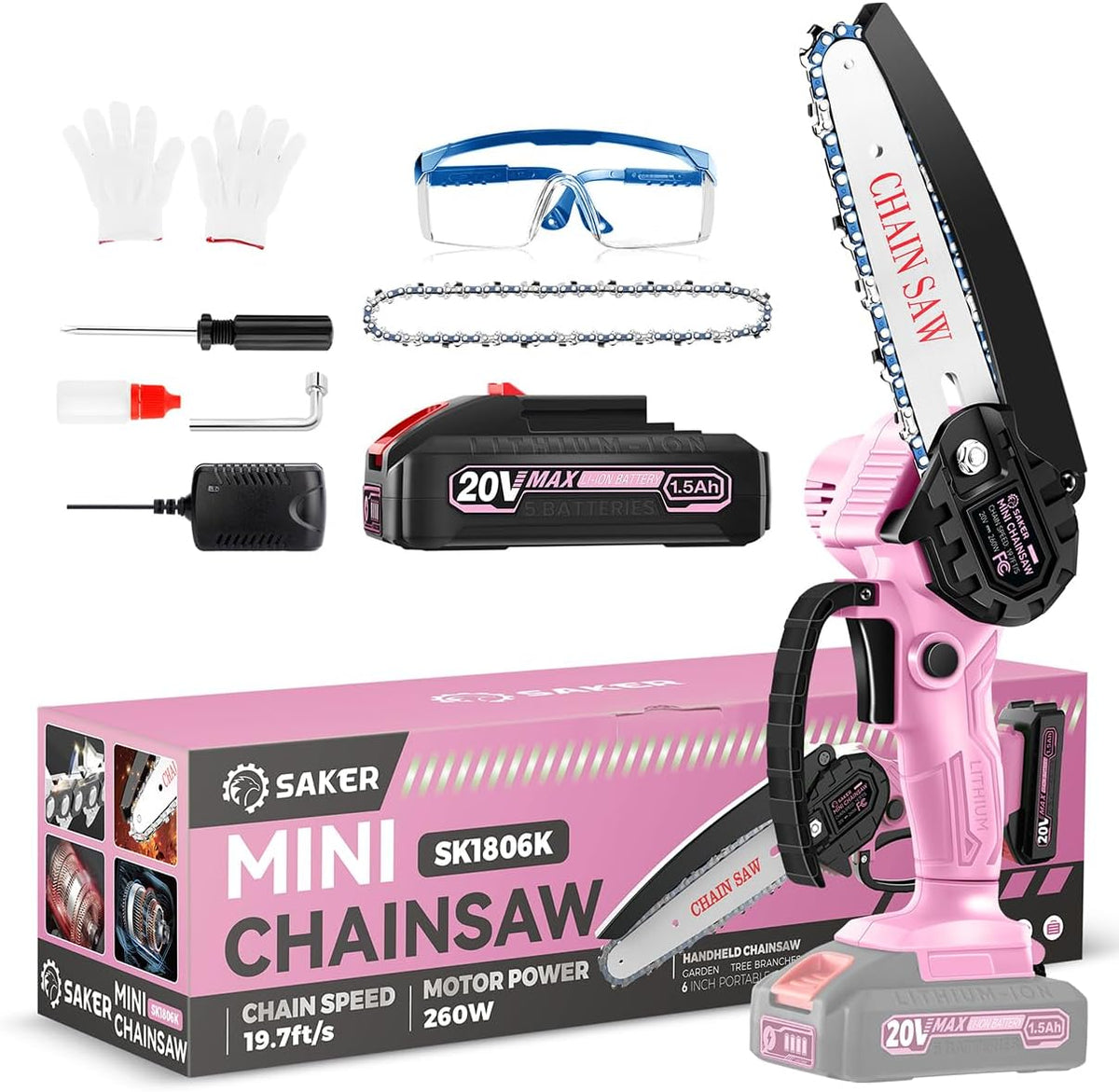 6-Inch Mini Electric Chainsaw Pink
