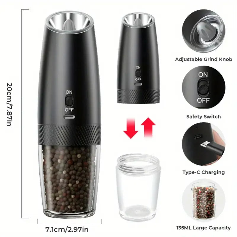 Electric Salt and Pepper Grinder Set