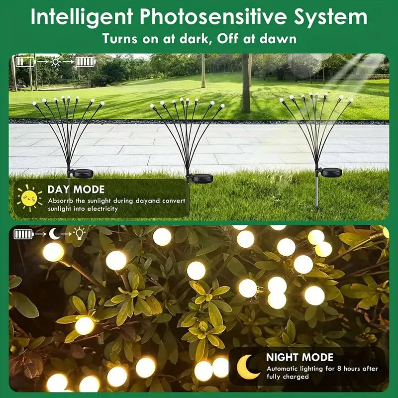 8-Packs Solar Powered Firefly Garden Lights