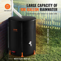 Foldable 100 Gallon Rain Barrel with Water Level Indicator, & Easy-drain Faucet