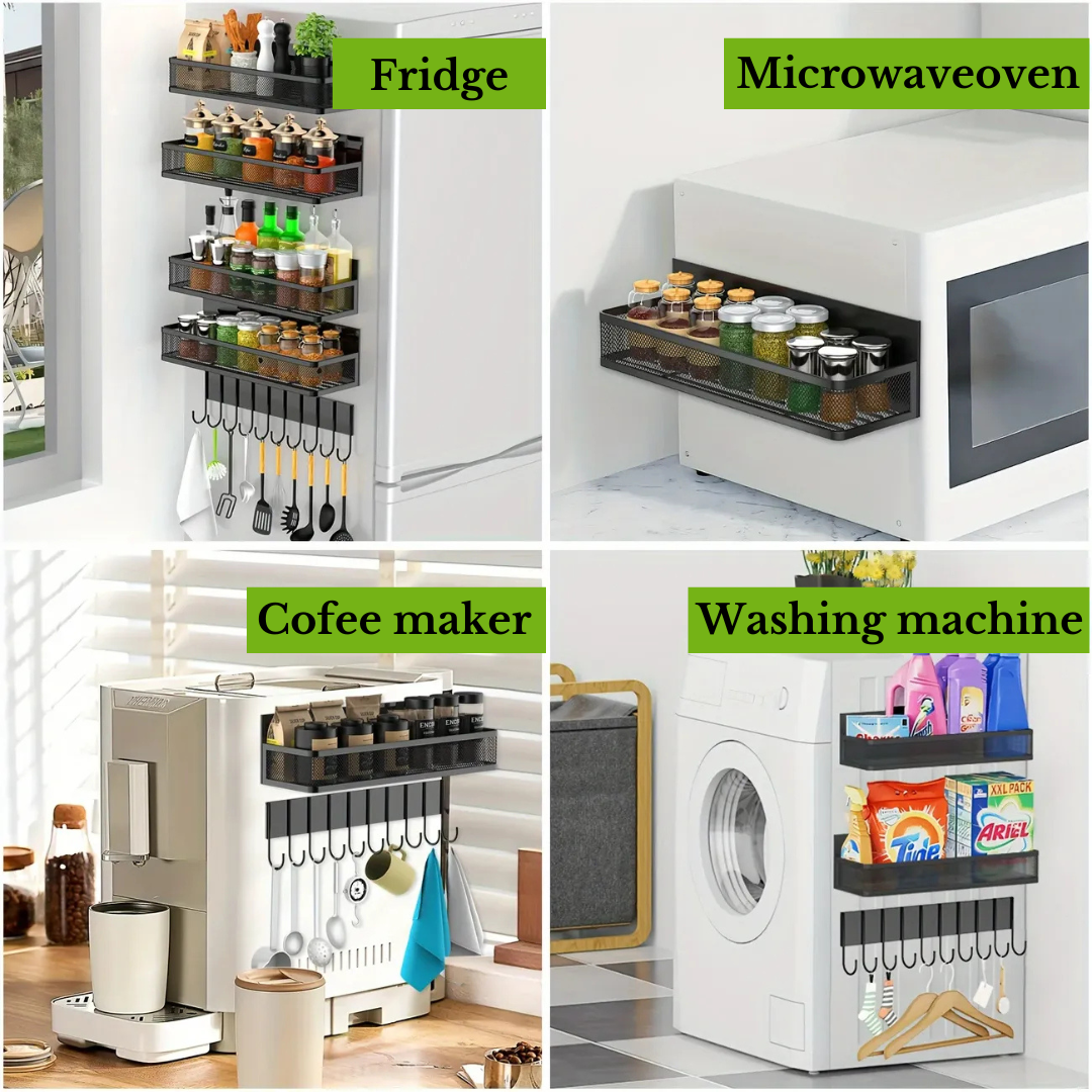 4 Pcs Magnetic Fridge Organizer Spice Rack