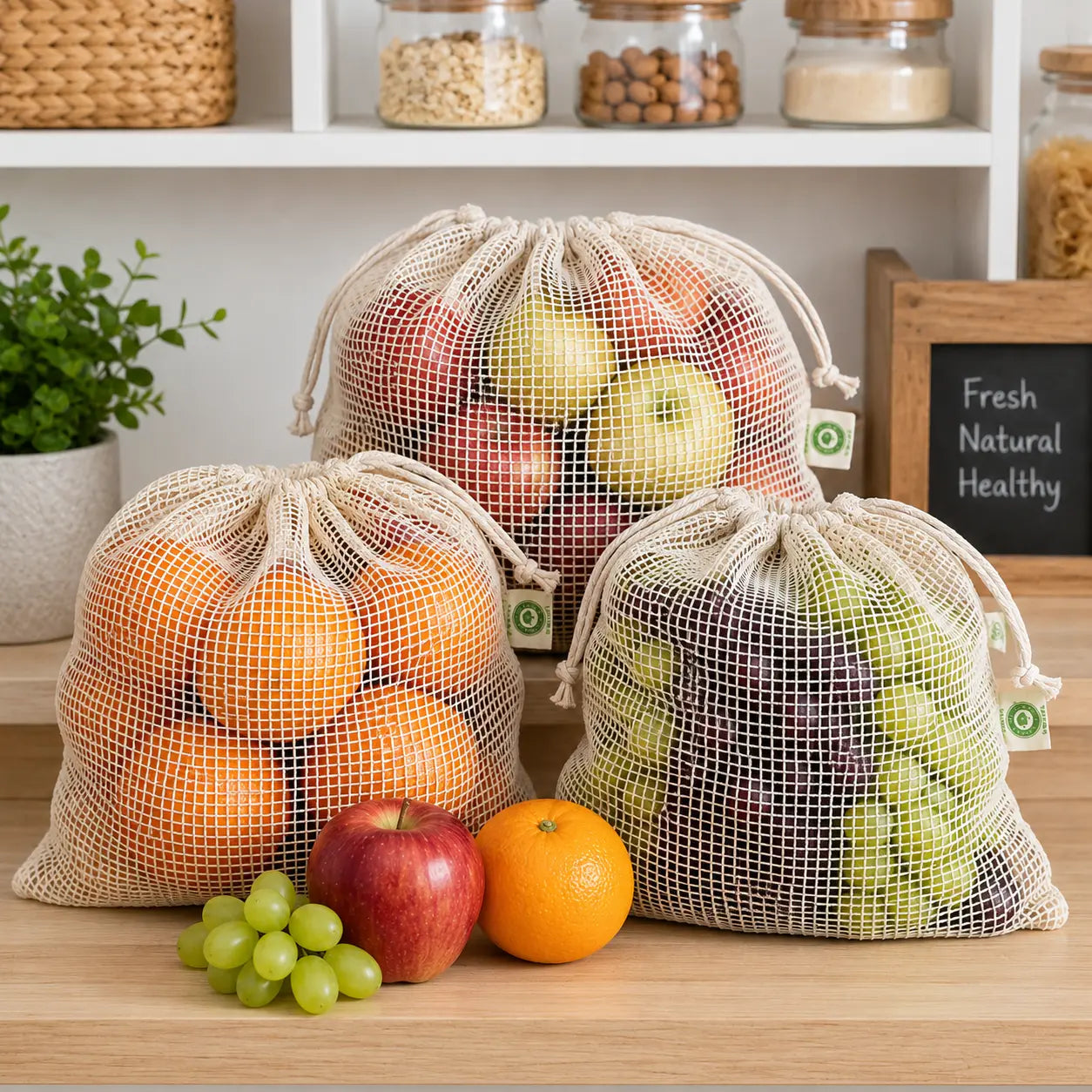 3 Pcs Organic Cotton Onion Storage Bags