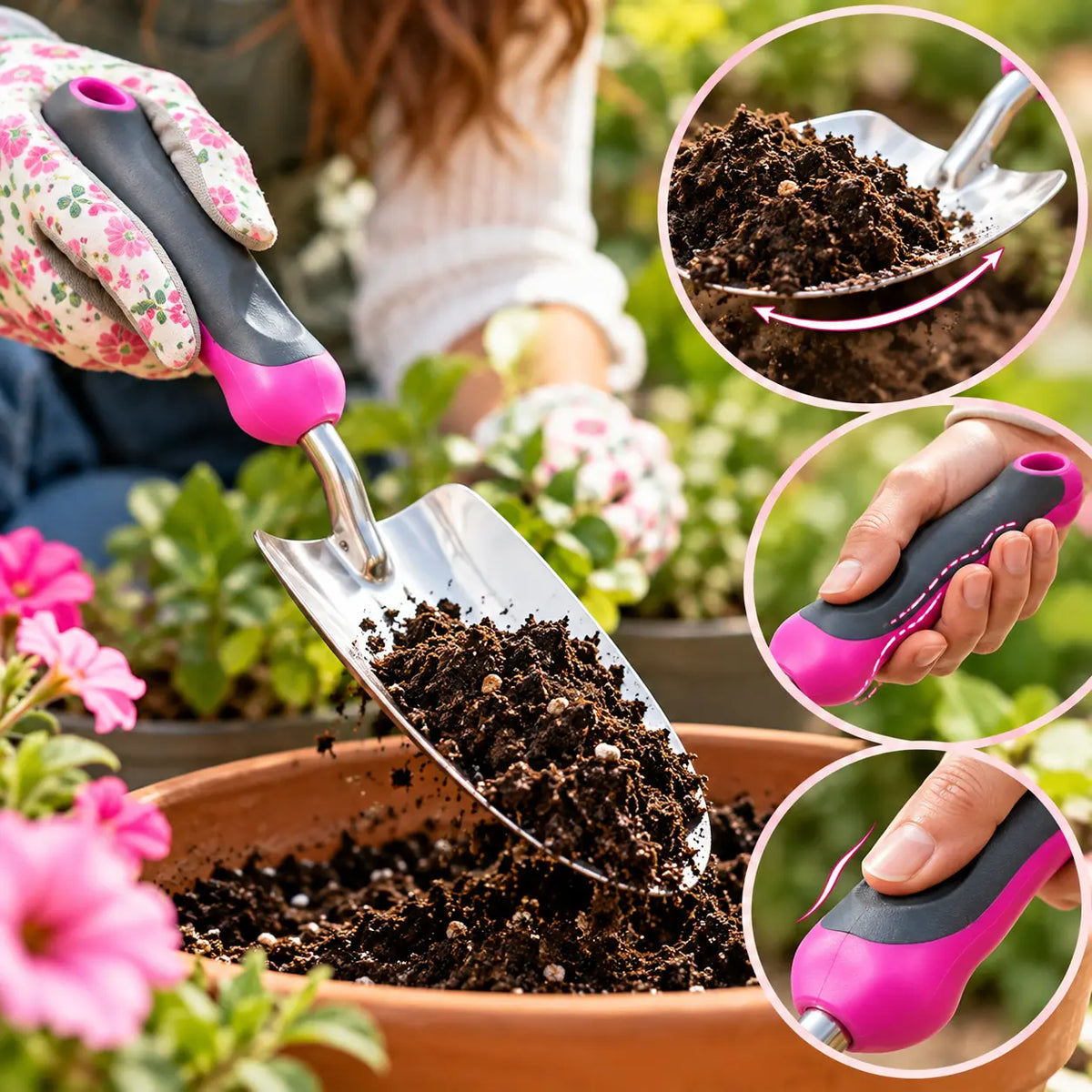 Stainless Steel Garden Trowel Pink 