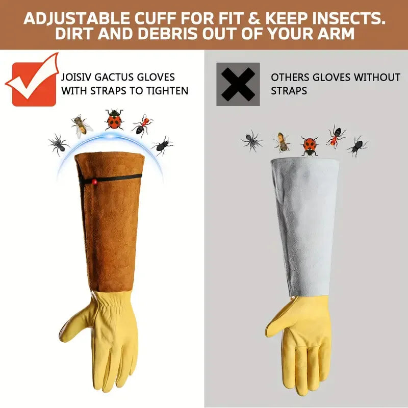 Thorn-Proof Leather Gardening Gloves with Long Sleeves