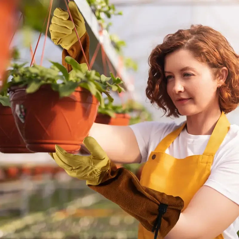 Thorn-Proof Leather Gardening Gloves with Long Sleeves