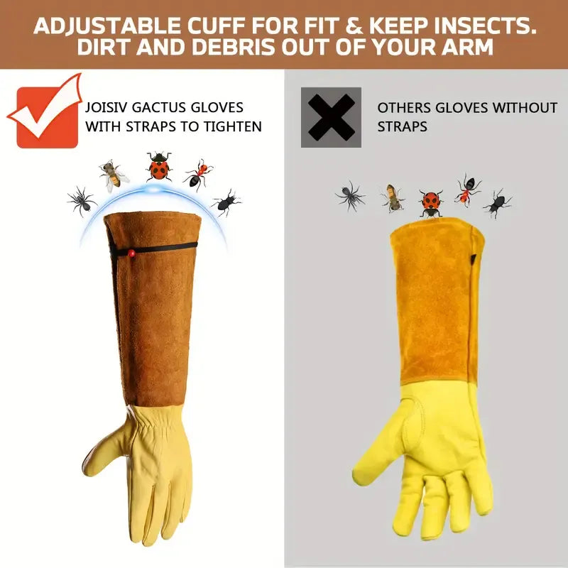 Thorn-Proof Leather Gardening Gloves with Long Sleeves