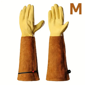 Thorn-Proof Leather Gardening Gloves with Long Sleeves