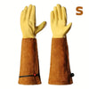 Thorn-Proof Leather Gardening Gloves with Long Sleeves