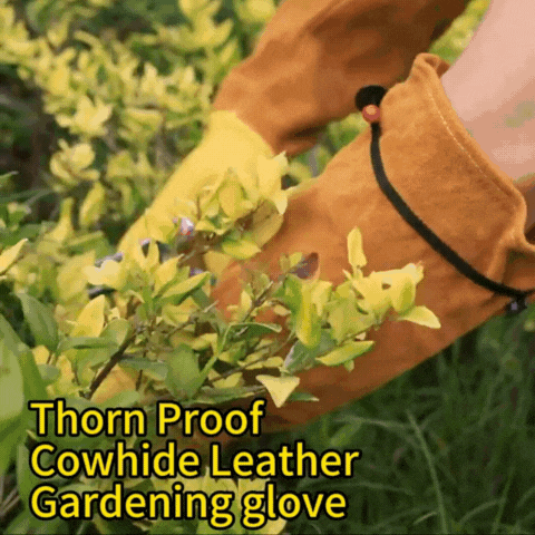 Thorn-Proof Leather Gardening Gloves with Long Sleeves