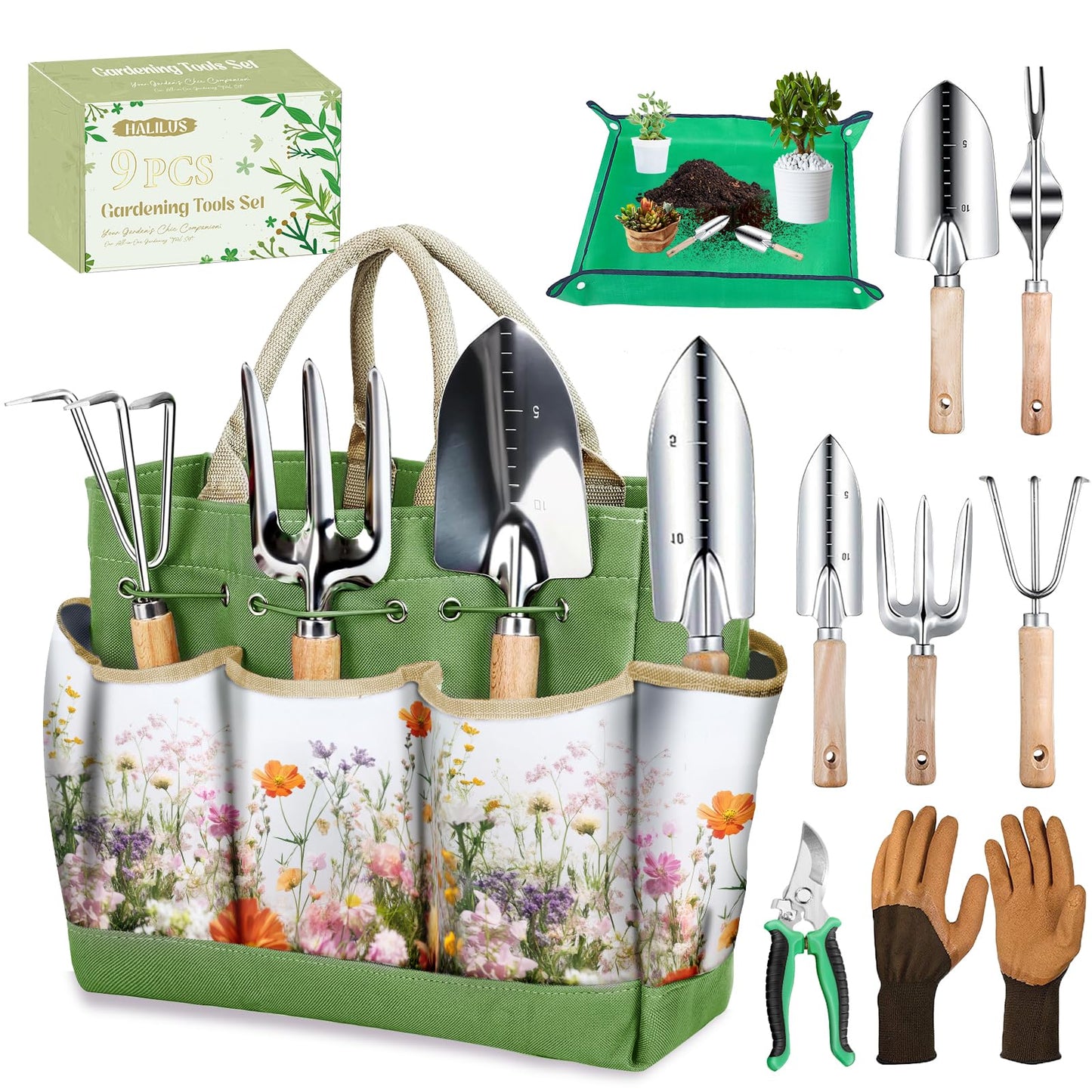 Green Gardening Tools Gift Set for Him