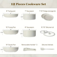12 Pcs Nonstick Granite Cookware Set