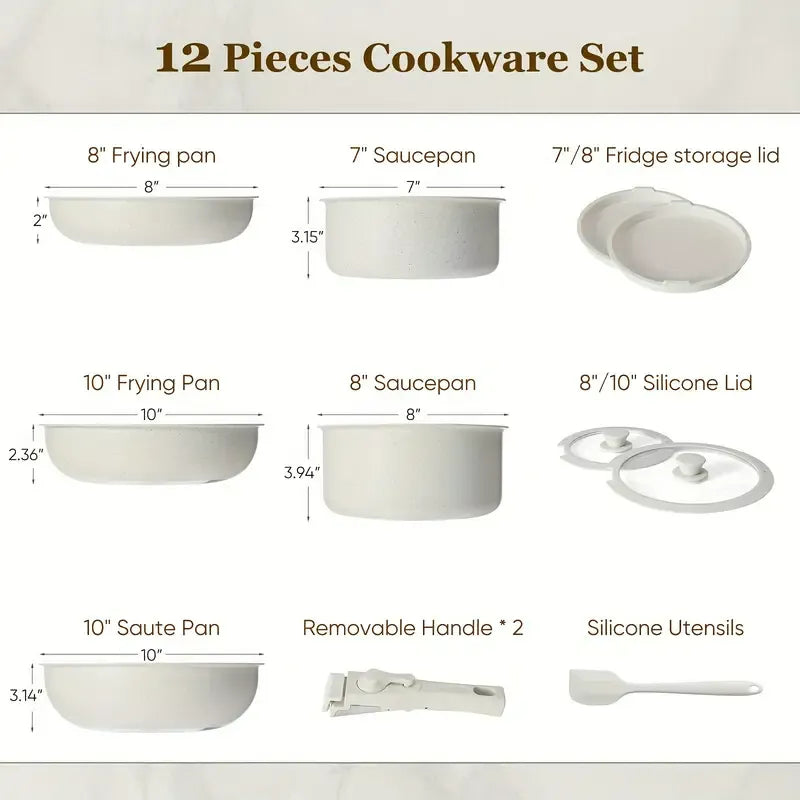 12 Pcs Nonstick Granite Cookware Set