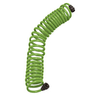 25' Green Coil Water Hose w/8-Pattern Plastic Nozzle