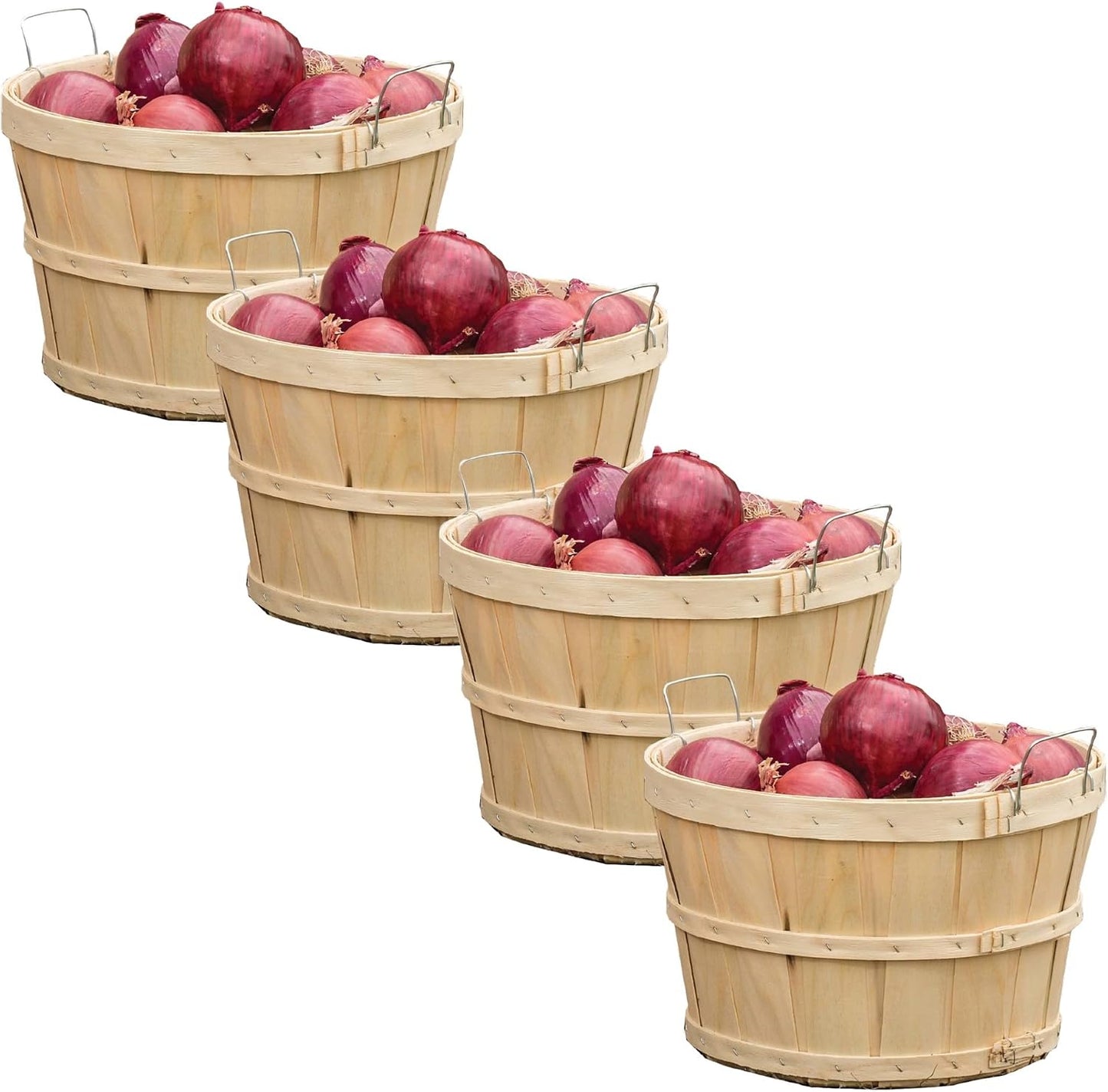 Handcrafted Half Bushel Basket with Wire Handles