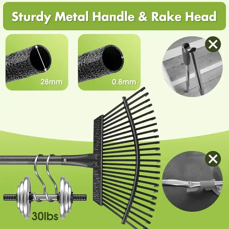 Heavy Duty Leaf Rake, Metal Leaf Rake