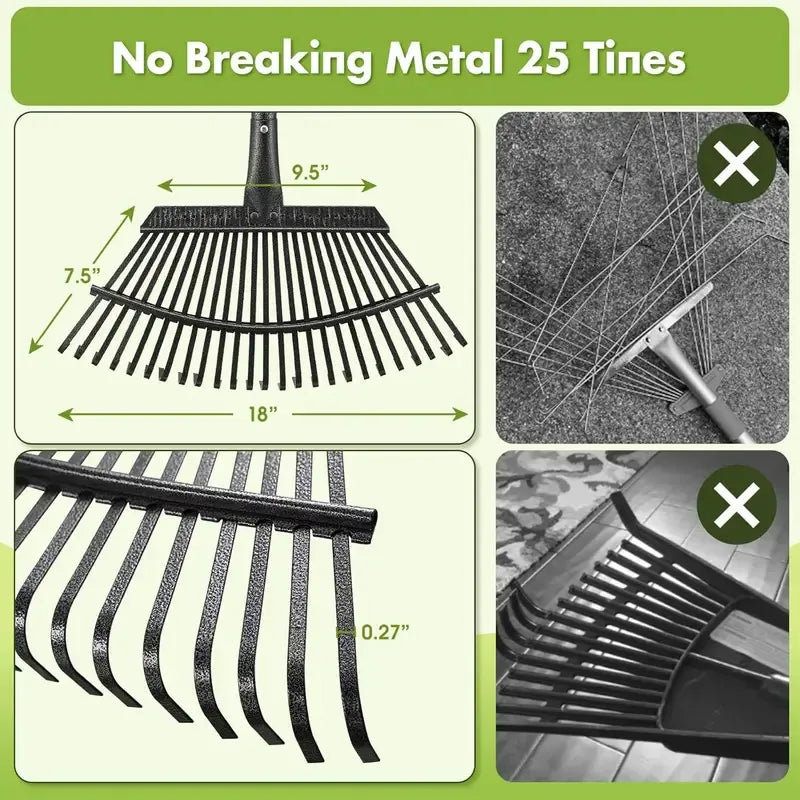 Heavy Duty Leaf Rake, Metal Leaf Rake