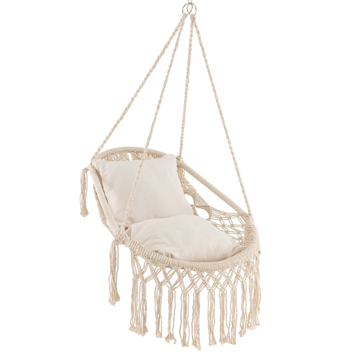 Hanging Hammock Chair with Soft Cushions and Sturdy Rope Chain