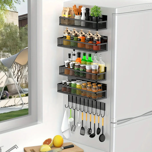 4 Pcs Magnetic Fridge Organizer Spice Rack