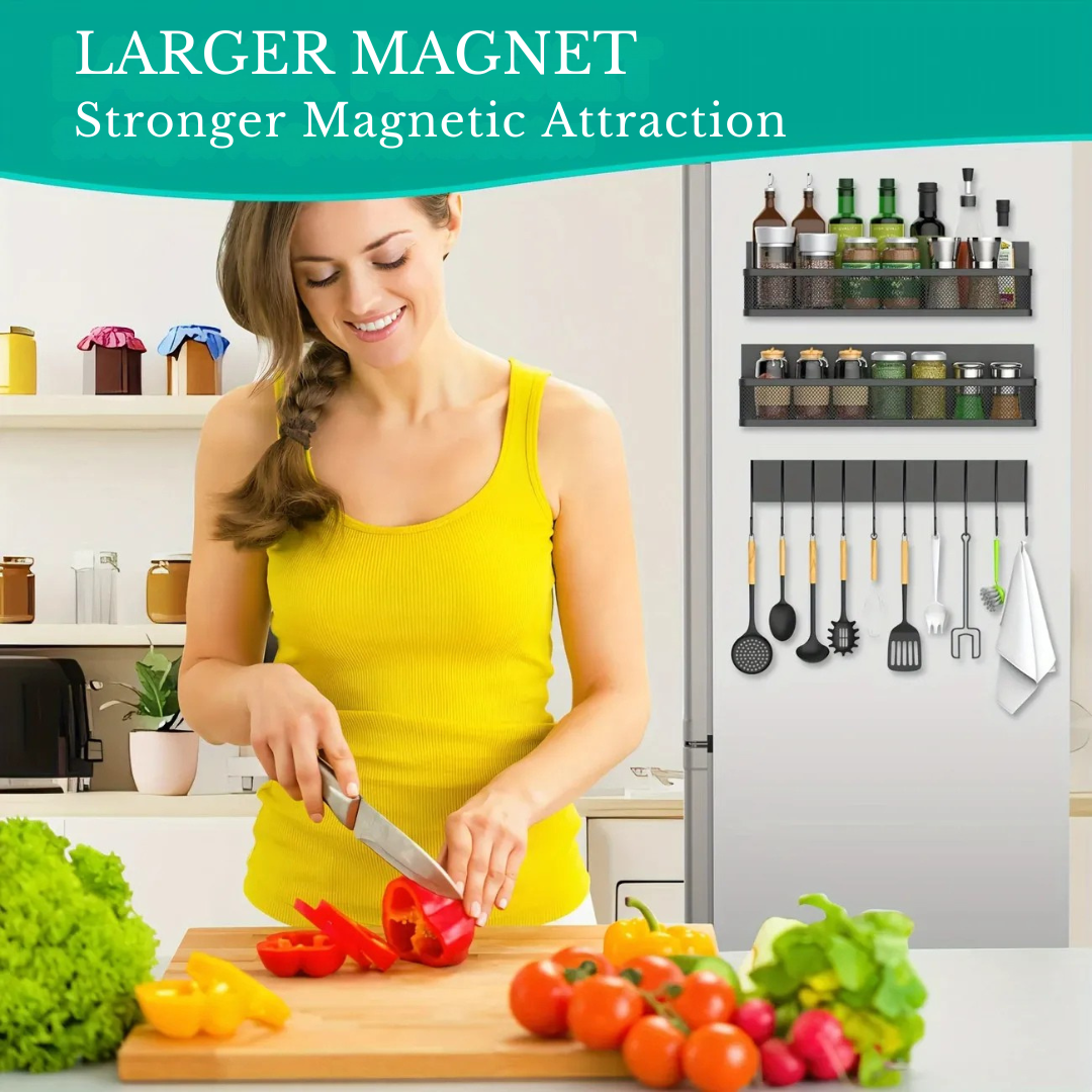 4 Pcs Magnetic Fridge Organizer Spice Rack