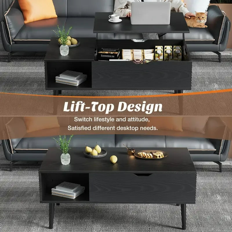 Modern Coffee Table with Storage -Brown / Black