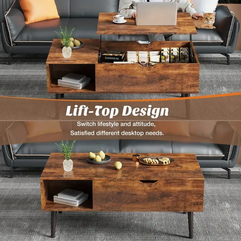 Modern Coffee Table with Storage -Brown / Black