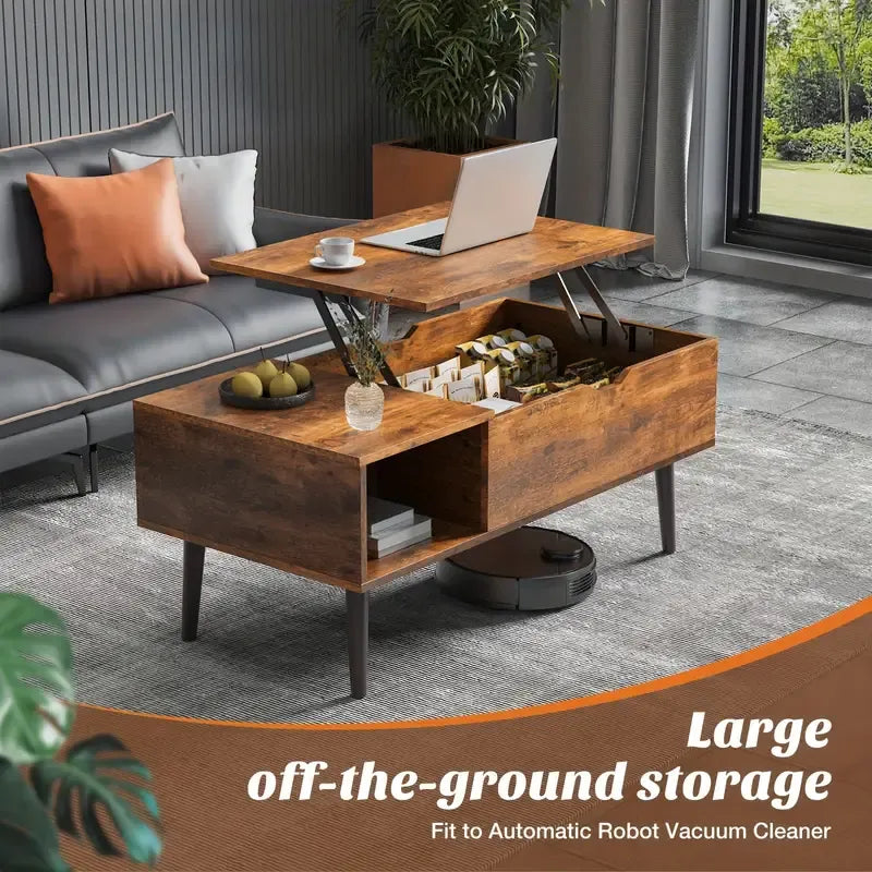 Modern Coffee Table with Storage -Brown / Black