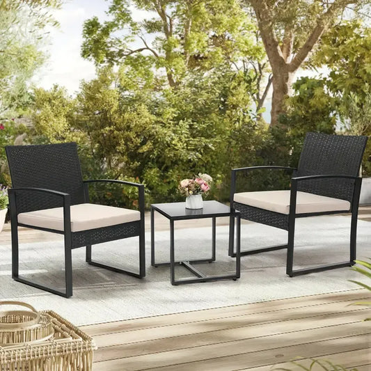 3 Pcs Rattan Outdoor Furniture Set