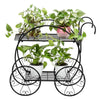 Plant Stand Black, 2 Tier Cart Shape Plant Stand