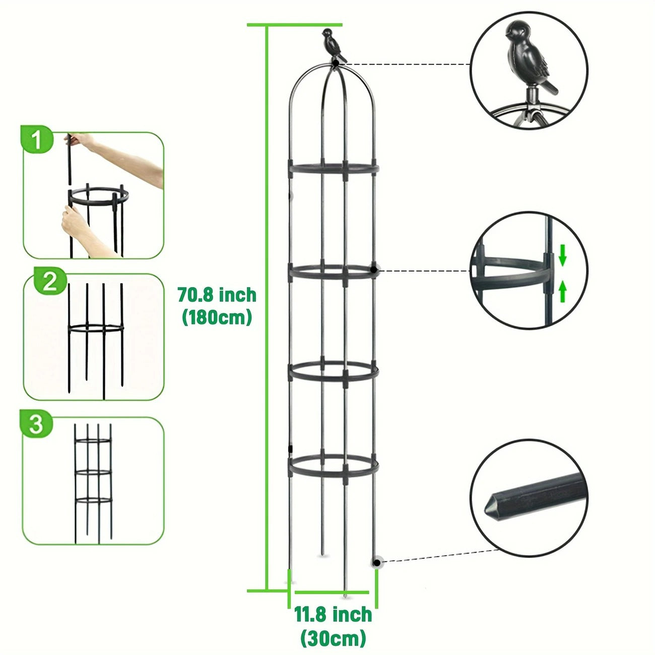 Plant Trellis for Pots Black and White