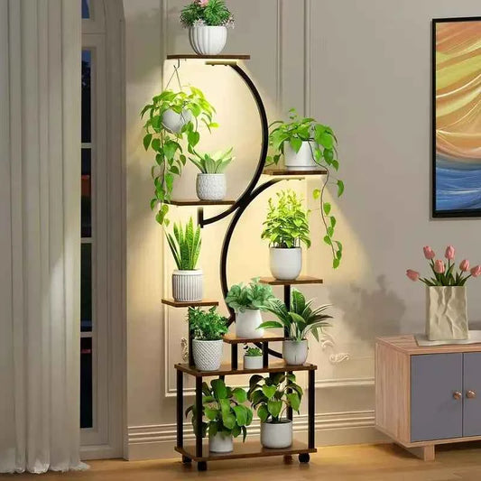 8 Tier Indoor Plant Stand with Grow Lights