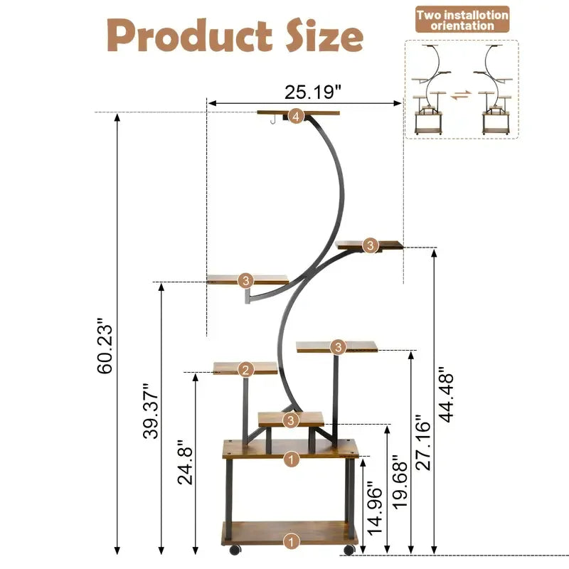 8 Tier Indoor Plant Stand with Grow Lights