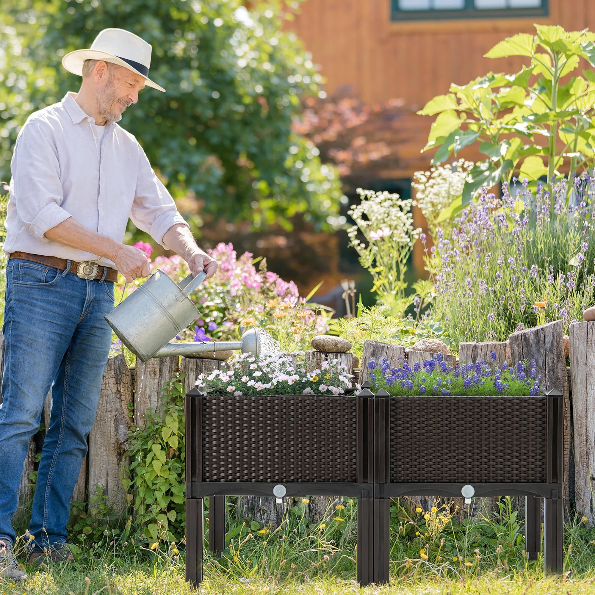 2 Pcs Plastic Raised Garden Bed