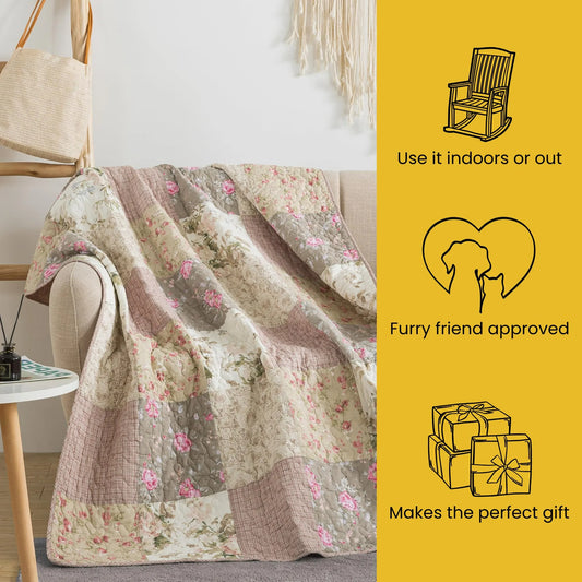 50" x 60" Quilted Throw Blanket - Soft and Cozy Throw Blanket