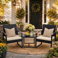 3 Piece Wicker Outdoor Rattan Furniture