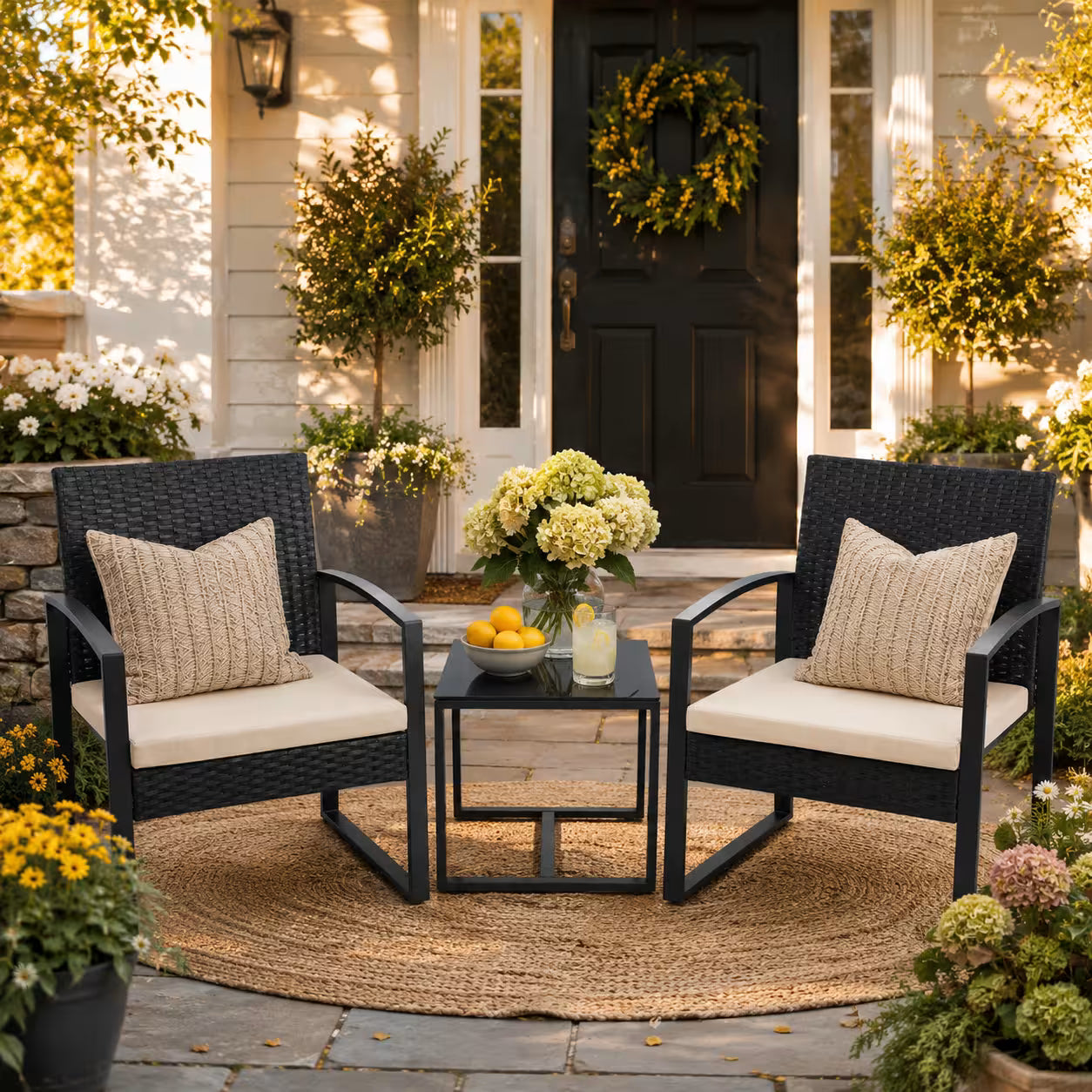 3 Piece Wicker Outdoor Rattan Furniture
