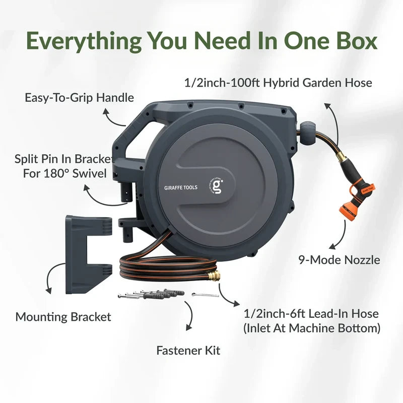 Retractable Garden Hose Reel 100 ft.