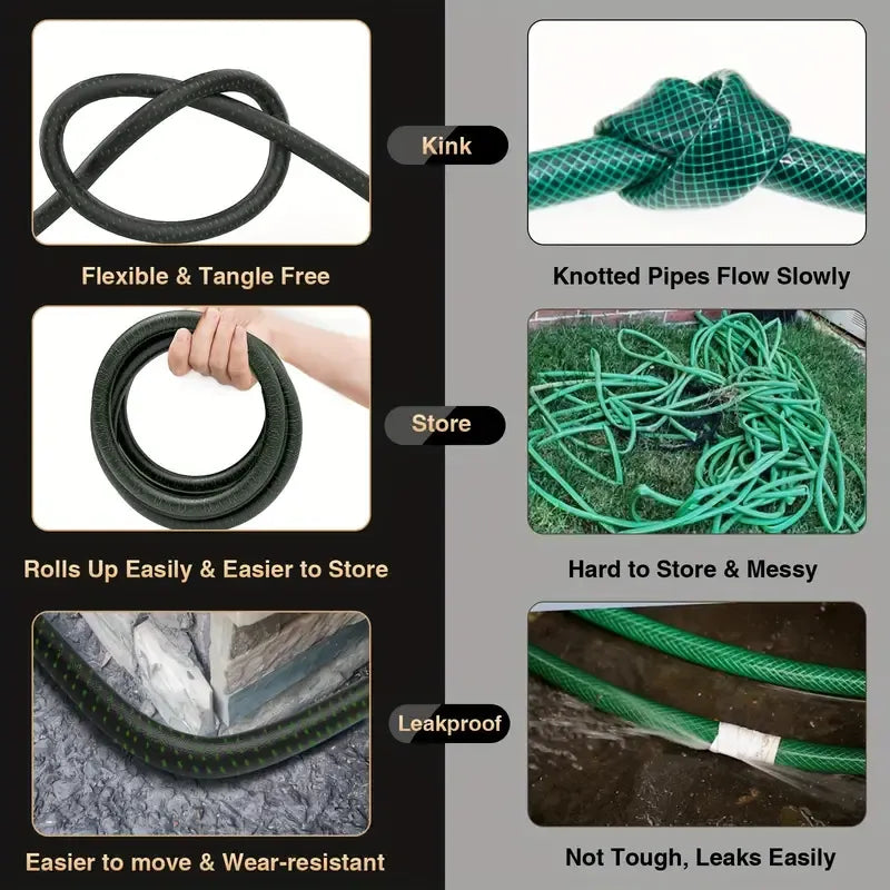 Heavy Duty Rubber Garden Hoses with Nozzle