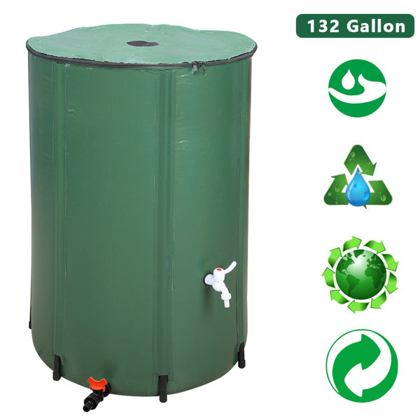 Rain Water Barrel, Water Collector Green - 132 Gallon