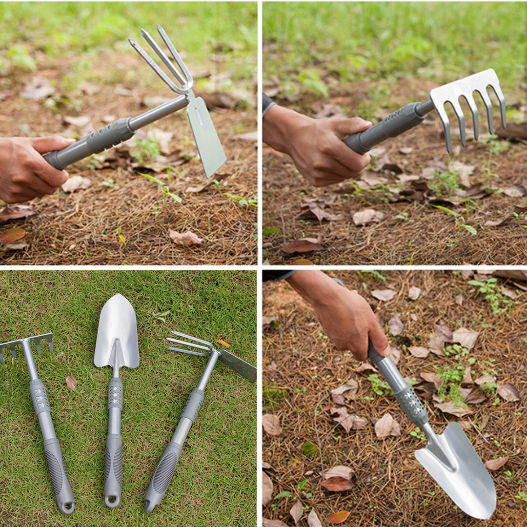 Small Shovel, 3 Prong Rake, Garden Rake | 3 Pcs Garden Tool Set