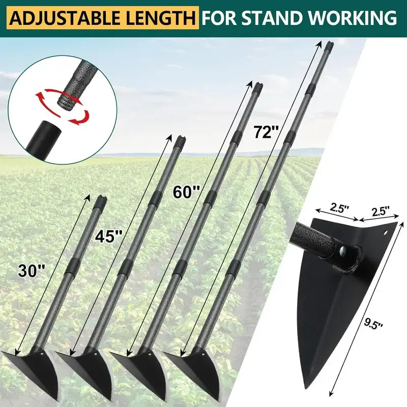 Triangle Hoe Weeding Tool with 60" Handle