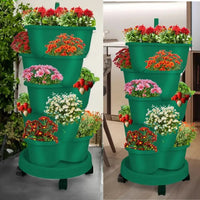 5 Tier Stackable Planters White and Green