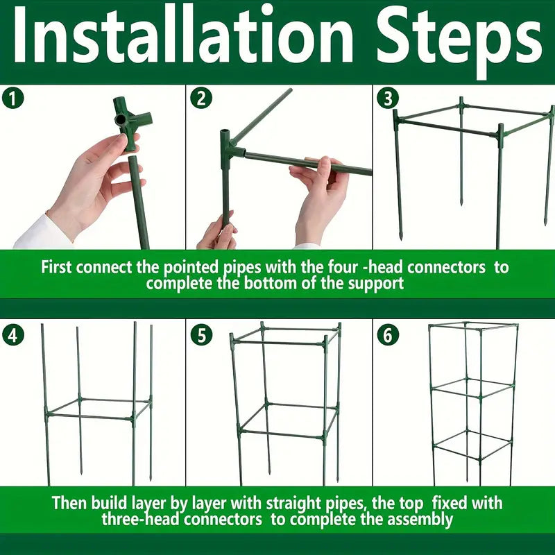 3 Packs Square Tomato Cages with 3 Grow Bags