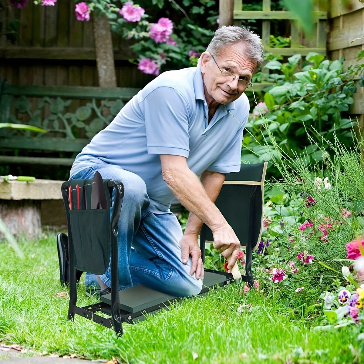 Foldable Heavy Duty Garden Kneeler and Seat