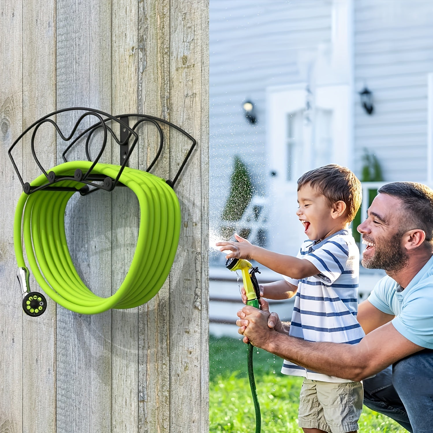 Garden Hose Holder Wall Mount Black